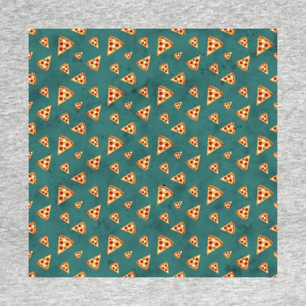 Cool pizza slices vintage teal pattern by PLdesign